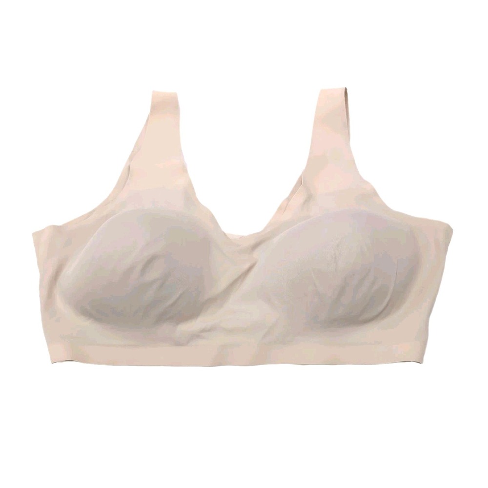 Blake & Co Bra 2X Feather Luxe Seamless Wireless Molded Cups Wide Straps Beige